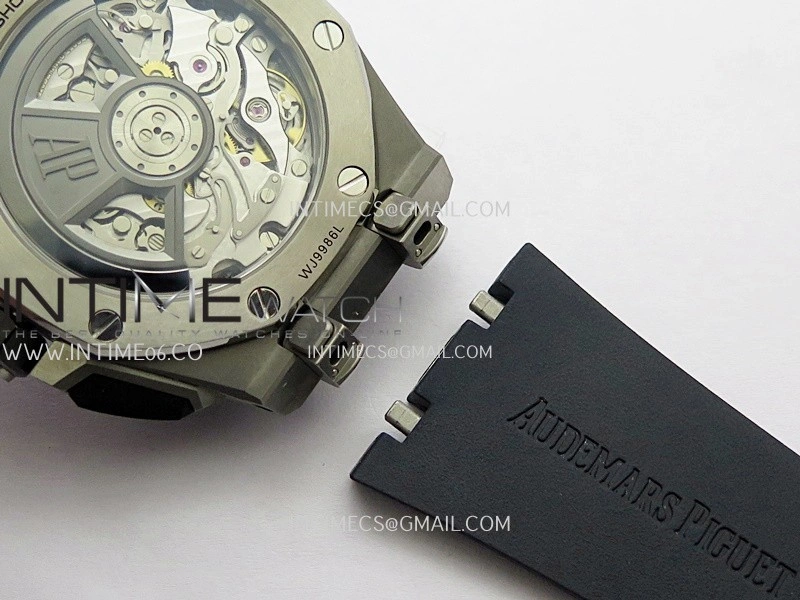 Royal Oak Offshore 43mm 26420 Ceramic Bezel Ti DDF 1:1 Blue Dial On Blue Rubber Strap DD4401 Super Clone
