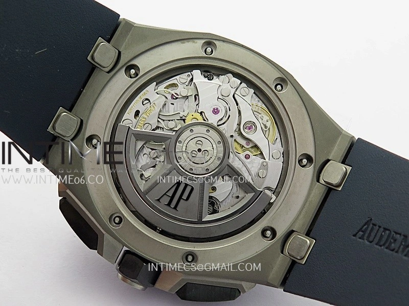 Royal Oak Offshore 43mm 26420 Ceramic Bezel Ti DDF 1:1 Blue Dial On Blue Rubber Strap DD4401 Super Clone