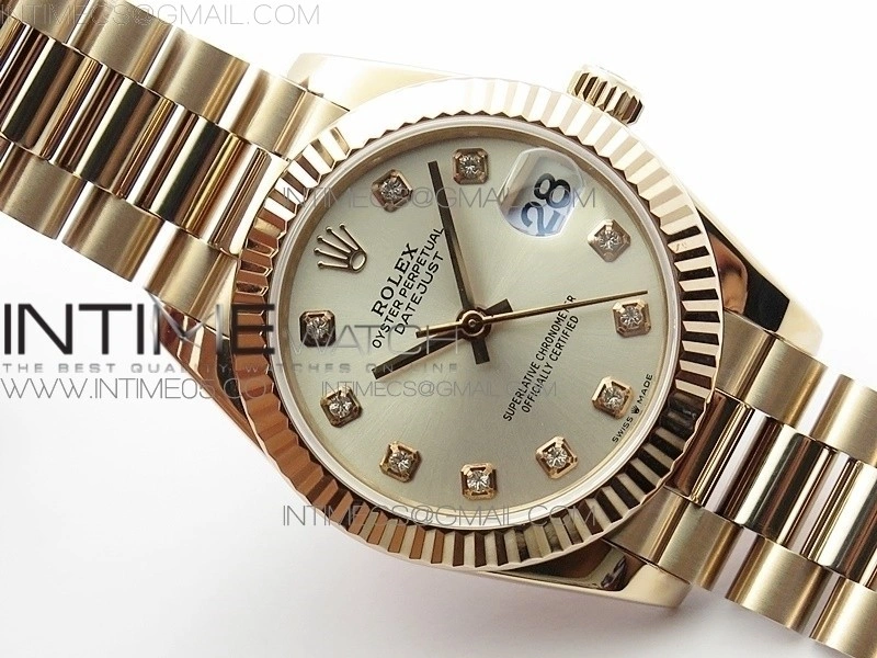Datejust 31mm 278275 RG BP Best Edition Silver Crystals Markers Dial on RG President Bracelet