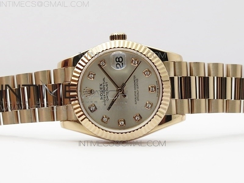 Datejust 31mm 278275 RG BP Best Edition Silver Crystals Markers Dial on RG President Bracelet