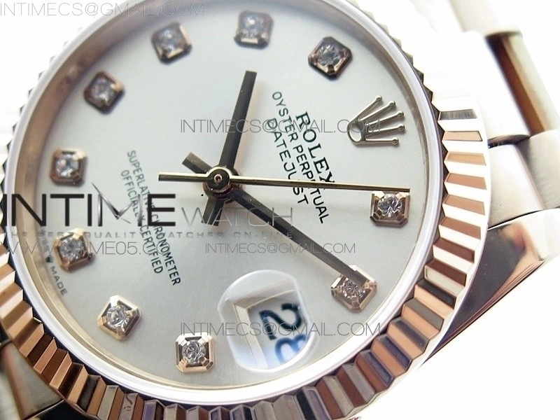 Datejust 31mm 278275 RG BP Best Edition Silver Crystals Markers Dial on RG President Bracelet