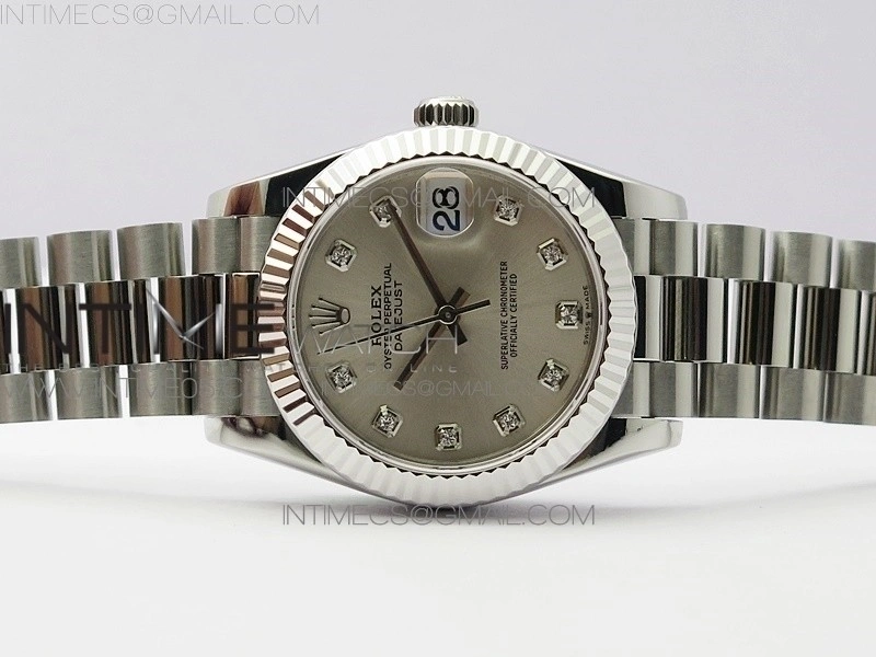 Datejust 31mm 278275 SS BP Best Edition Silver Crystals Markers Dial on RG President Bracelet