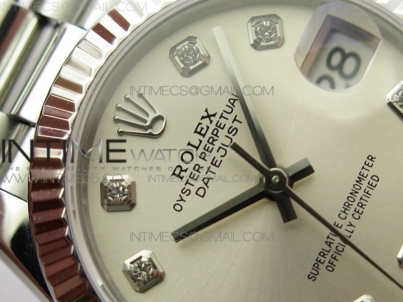 Datejust 31mm 278275 SS BP Best Edition Silver Crystals Markers Dial on RG President Bracelet