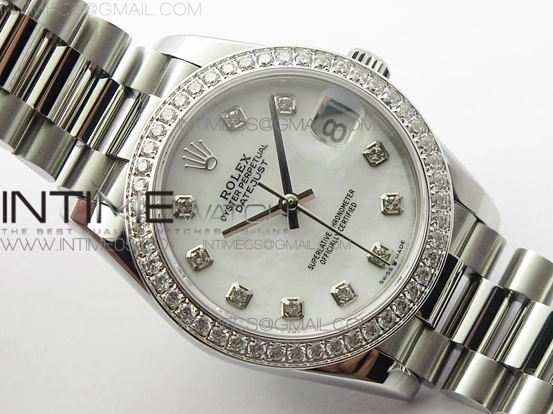 Datejust 31mm 278275 SS Crystal bezel BP Best Edition White Mop Dial on SS President Bracelet