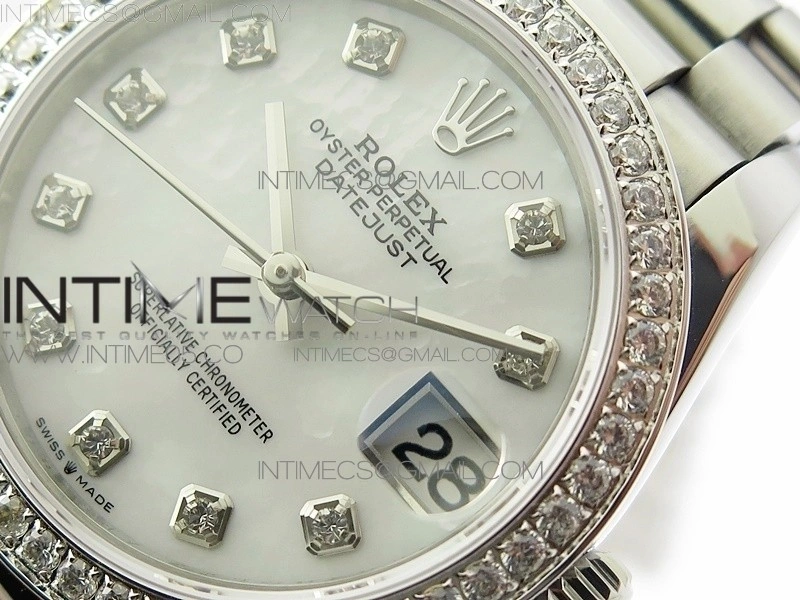 Datejust 31mm 278275 SS Crystal bezel BP Best Edition White Mop Dial on SS President Bracelet