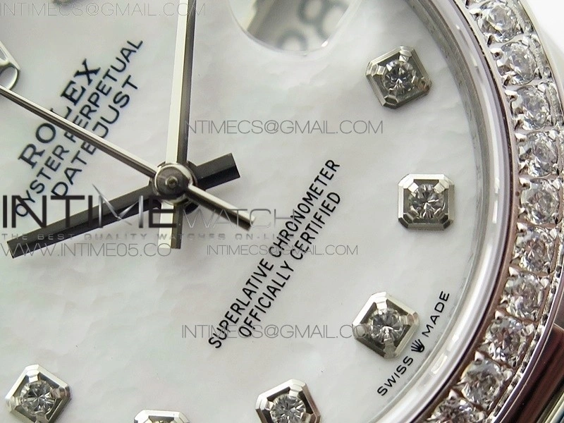 Datejust 31mm 278275 SS Crystal bezel BP Best Edition White Mop Dial on SS President Bracelet