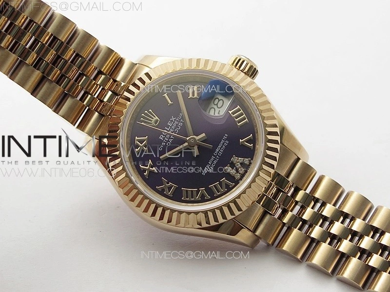 Datejust 28mm 279179 RG APSF Best Edition Blue Dial Roman Markers on SS Jubilee Bracelet NH05