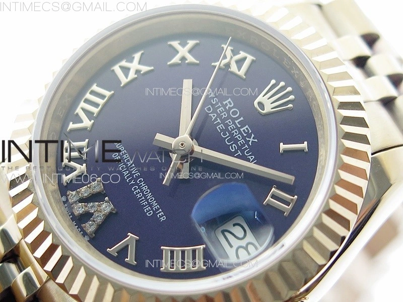 Datejust 28mm 279179 RG APSF Best Edition Blue Dial Roman Markers on SS Jubilee Bracelet NH05