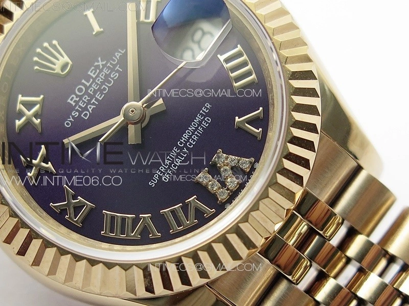 Datejust 28mm 279179 RG APSF Best Edition Blue Dial Roman Markers on SS Jubilee Bracelet NH05