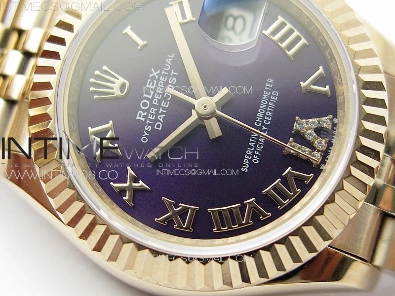 Datejust 28mm 279179 RG APSF Best Edition Blue Dial Roman Markers on SS Jubilee Bracelet NH05