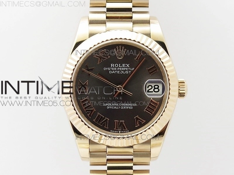 Datejust 31mm 278275 RG BP Best Edition Gray Roman Markers Dial on RG President Bracelet
