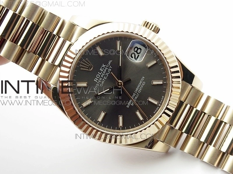 Datejust 31mm 278275 RG BP Best Edition Gray Stick Markers Dial on RG President Bracelet