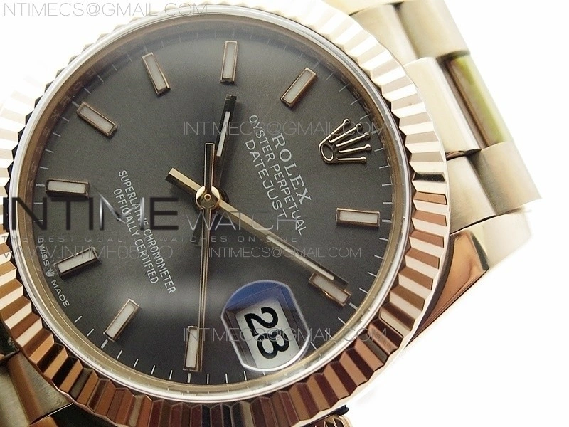 Datejust 31mm 278275 RG BP Best Edition Gray Stick Markers Dial on RG President Bracelet