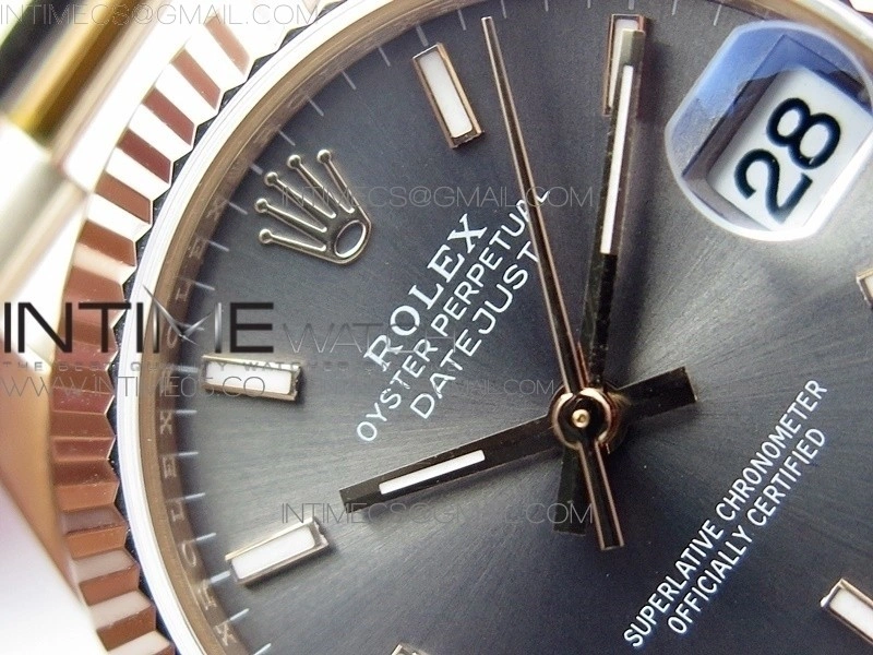 Datejust 31mm 278275 RG BP Best Edition Gray Stick Markers Dial on RG President Bracelet