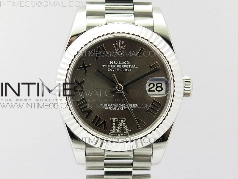 Datejust 31mm 278275 SS BP Best Edition Gray Roman Markers Dial on SS President Bracelet
