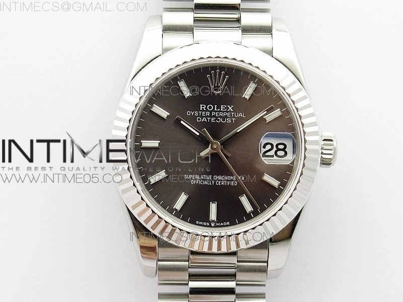 Datejust 31mm 278275 SS BP Best Edition Gray Stick Markers Dial on SS President Bracelet
