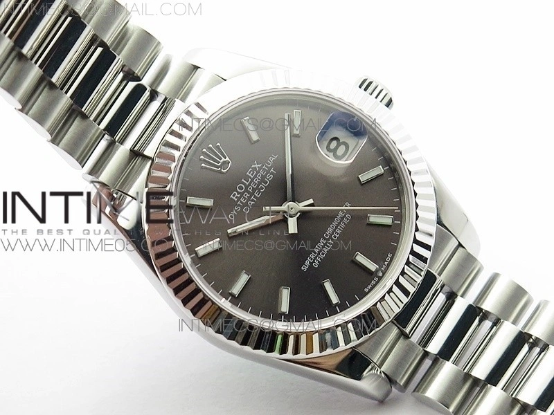 Datejust 31mm 278275 SS BP Best Edition Gray Stick Markers Dial on SS President Bracelet