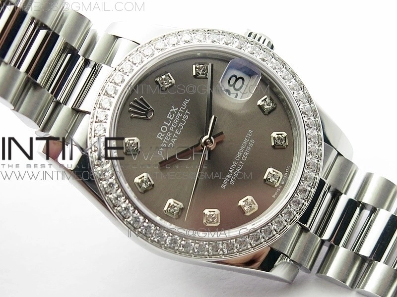 Datejust 31mm 278275 SS Crystal bezel BP Best Edition Gray Dial on SS President Bracelet