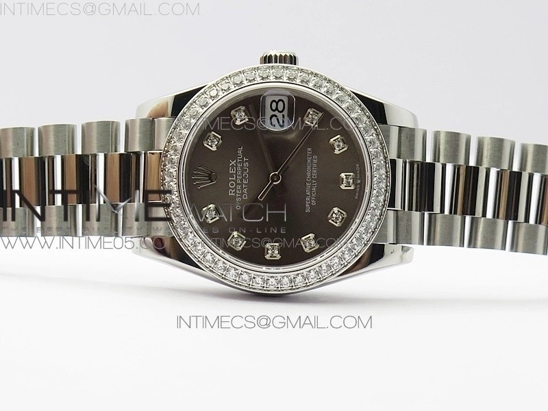 Datejust 31mm 278275 SS Crystal bezel BP Best Edition Gray Dial on SS President Bracelet