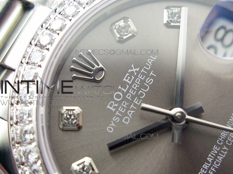Datejust 31mm 278275 SS Crystal bezel BP Best Edition Gray Dial on SS President Bracelet