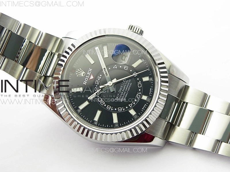 Sky-Dweller 326934 904L SS Noob 1:1 Best Edition Black Dial on SS Bracelet Asian 23J to 9001