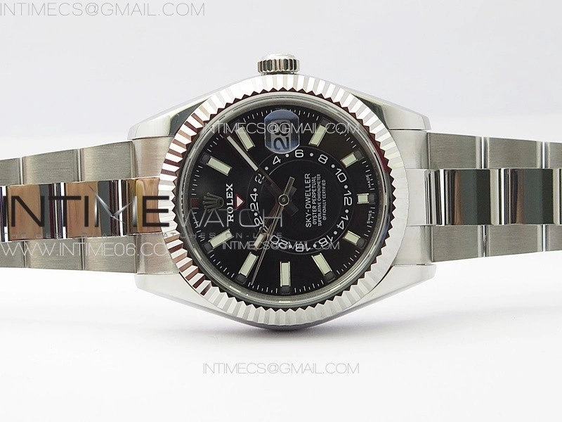 Sky-Dweller 326934 904L SS Noob 1:1 Best Edition Black Dial on SS Bracelet Asian 23J to 9001