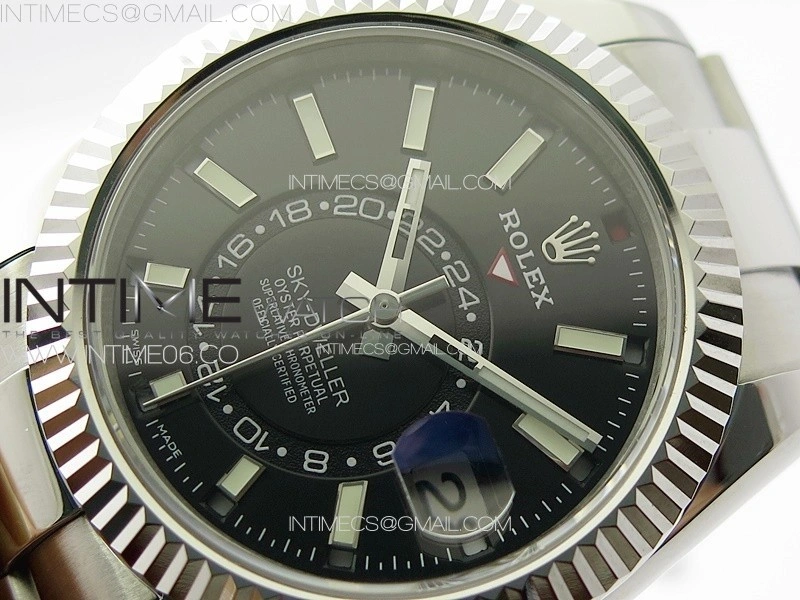 Sky-Dweller 326934 904L SS Noob 1:1 Best Edition Black Dial on SS Bracelet Asian 23J to 9001