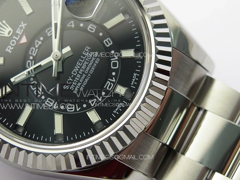 Sky-Dweller 326934 904L SS Noob 1:1 Best Edition Black Dial on SS Bracelet Asian 23J to 9001