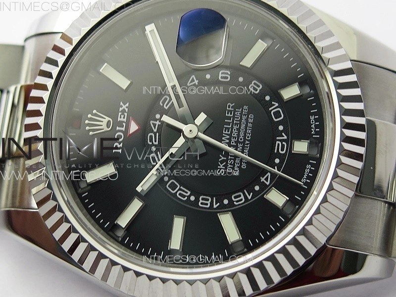 Sky-Dweller 326934 904L SS Noob 1:1 Best Edition Black Dial on SS Bracelet Asian 23J to 9001