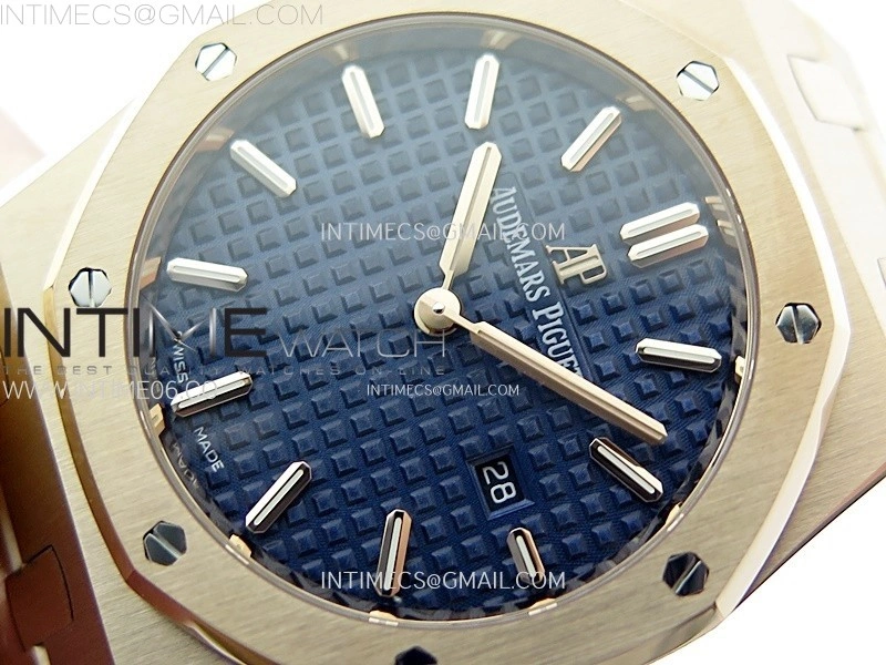 Lady Royal Oak 33mm 67651 RG ZF 1:1 Best Edition Blue Textured Dial on RG Bracelet RONDA Quartz