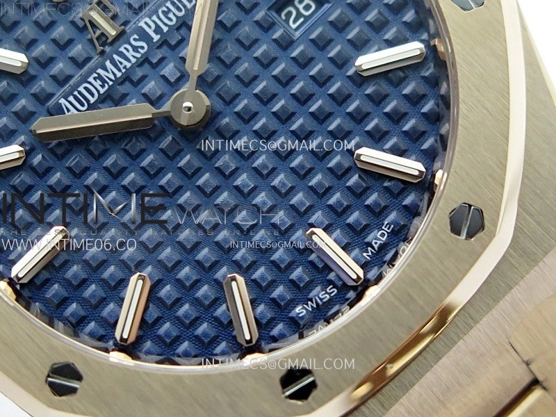 Lady Royal Oak 33mm 67651 RG ZF 1:1 Best Edition Blue Textured Dial on RG Bracelet RONDA Quartz