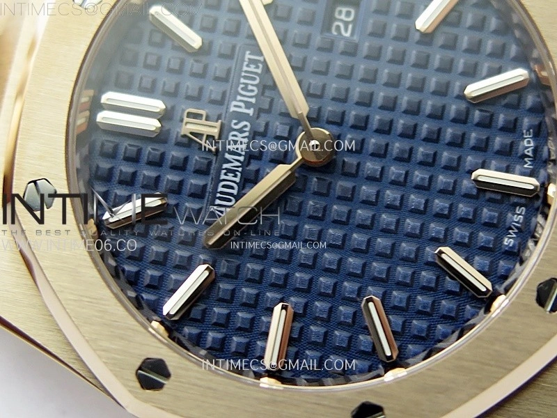 Lady Royal Oak 33mm 67651 RG ZF 1:1 Best Edition Blue Textured Dial on RG Bracelet RONDA Quartz