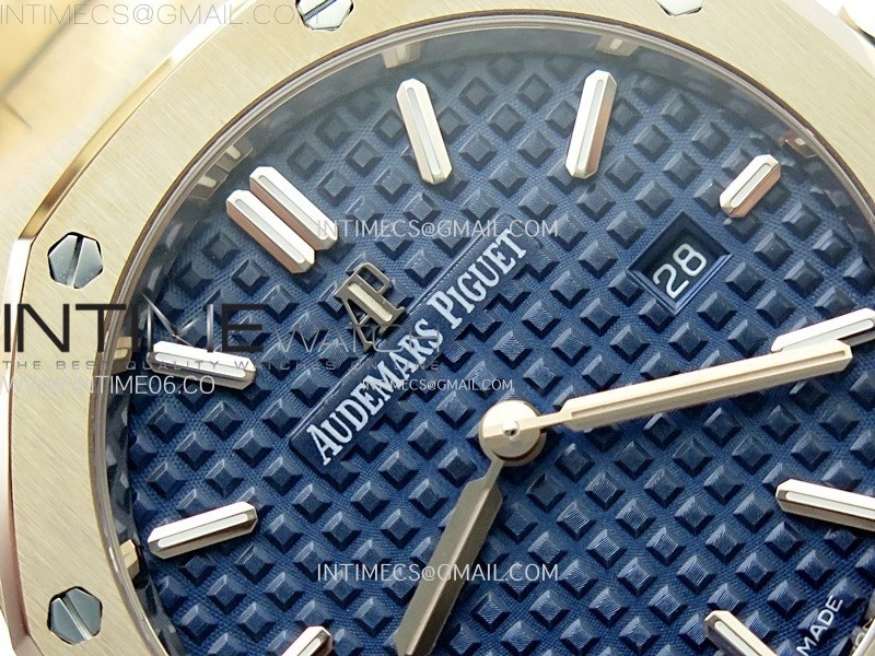 Lady Royal Oak 33mm 67651 RG ZF 1:1 Best Edition Blue Textured Dial on RG Bracelet RONDA Quartz