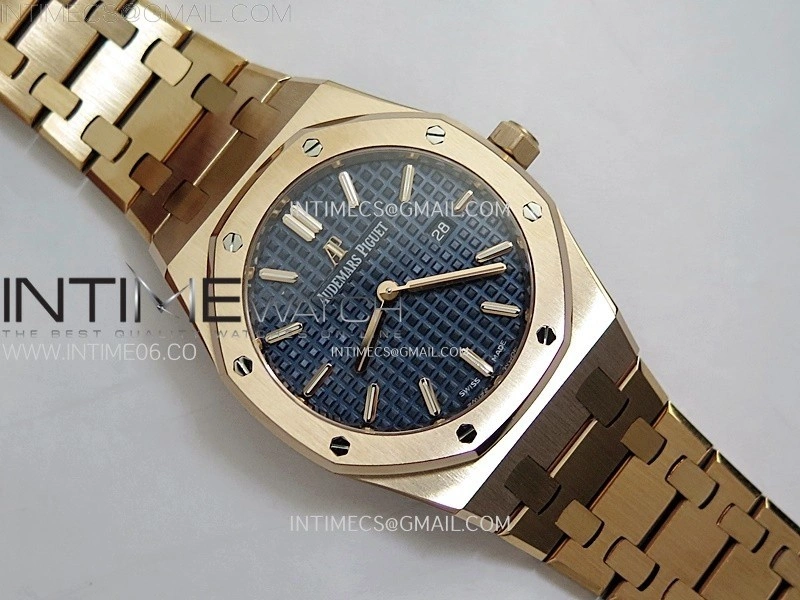 Lady Royal Oak 33mm 67651 RG ZF 1:1 Best Edition Blue Textured Dial on RG Bracelet RONDA Quartz