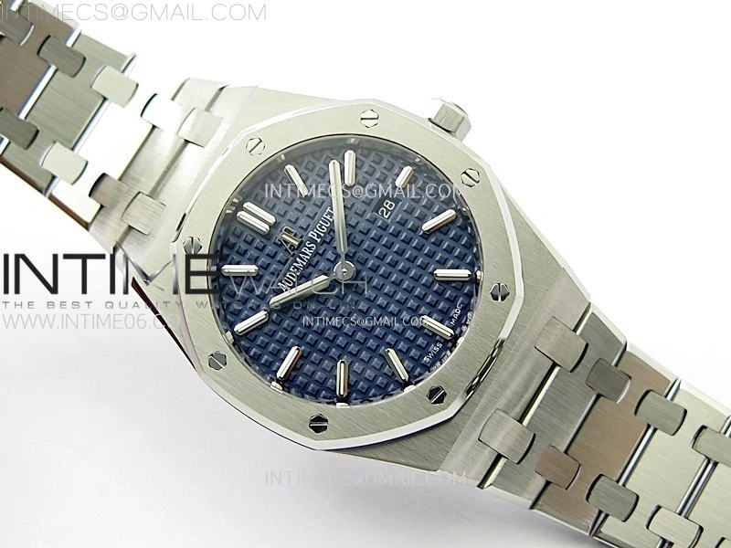 Lady Royal Oak 33mm 67651 SS ZF 1:1 Best Edition Blue Textured Dial on SS Bracelet RONDA Quartz
