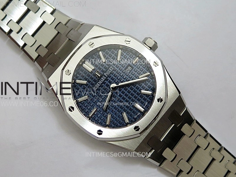 Lady Royal Oak 33mm 67651 SS ZF 1:1 Best Edition Blue Textured Dial on SS Bracelet RONDA Quartz