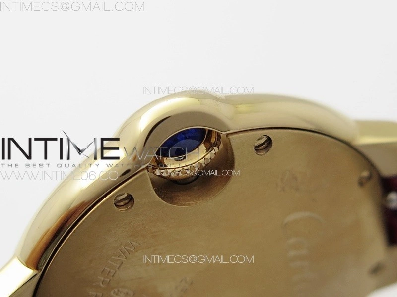 Ballon Bleu 33mm Diamonds Bezel RG 3KF 1:1 Best Edition White Dial on Red Leather Strap A076