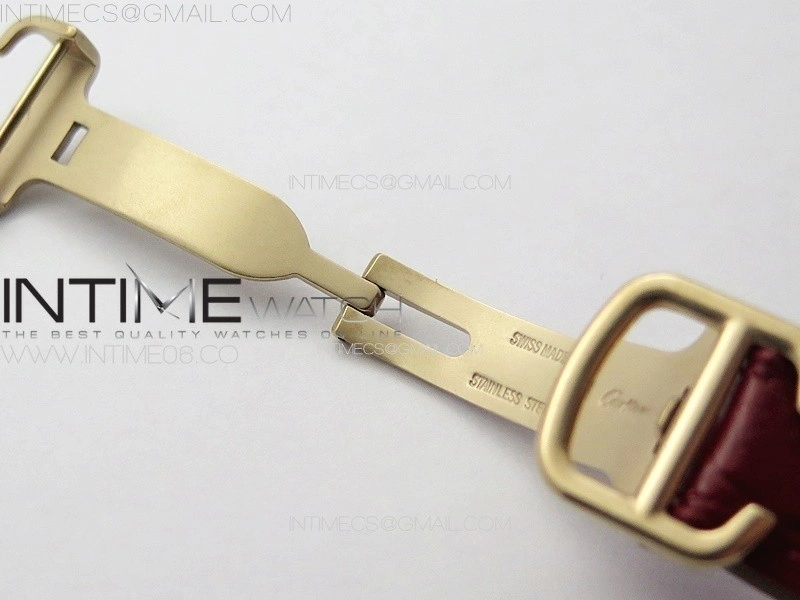 Ballon Bleu 33mm Diamonds Bezel RG 3KF 1:1 Best Edition White Dial on Red Leather Strap A076