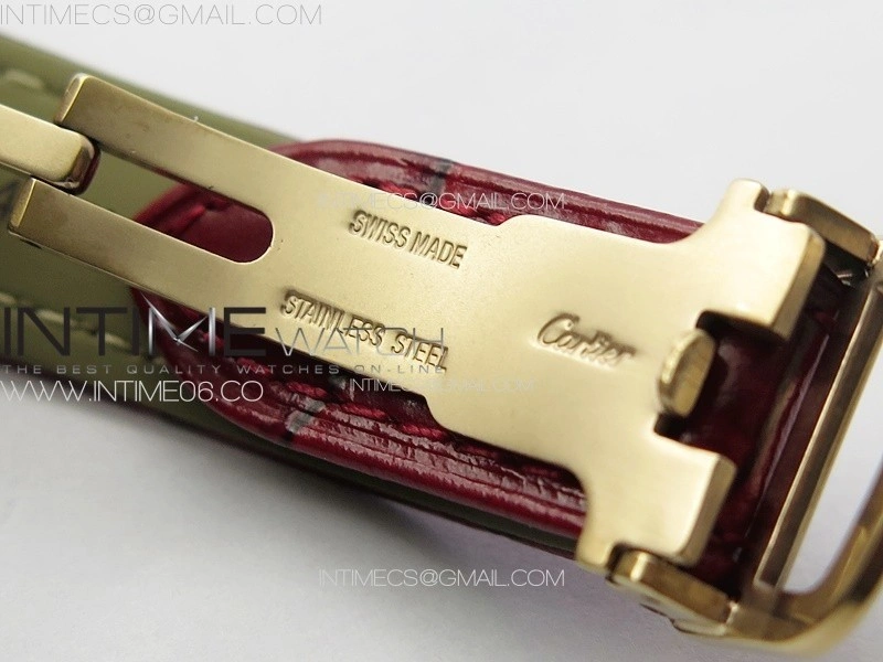 Ballon Bleu 33mm Diamonds Bezel RG 3KF 1:1 Best Edition White Dial on Red Leather Strap A076