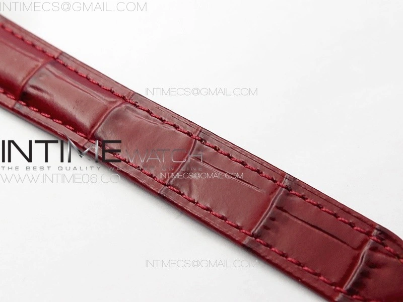 Ballon Bleu 33mm Diamonds Bezel RG 3KF 1:1 Best Edition White Dial on Red Leather Strap A076