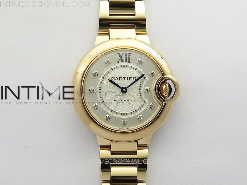 Ballon Bleu 33mm RG 3KF 1:1 Best Edition White Textured Dia Markers Dial on SS Bracelet A076