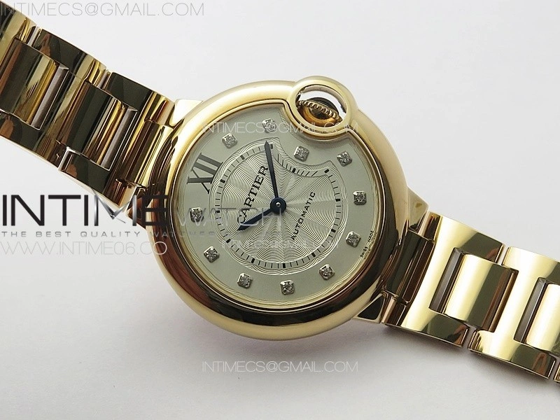 Ballon Bleu 33mm RG 3KF 1:1 Best Edition White Textured Dia Markers Dial on SS Bracelet A076