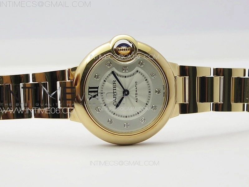 Ballon Bleu 33mm RG 3KF 1:1 Best Edition White Textured Dia Markers Dial on SS Bracelet A076
