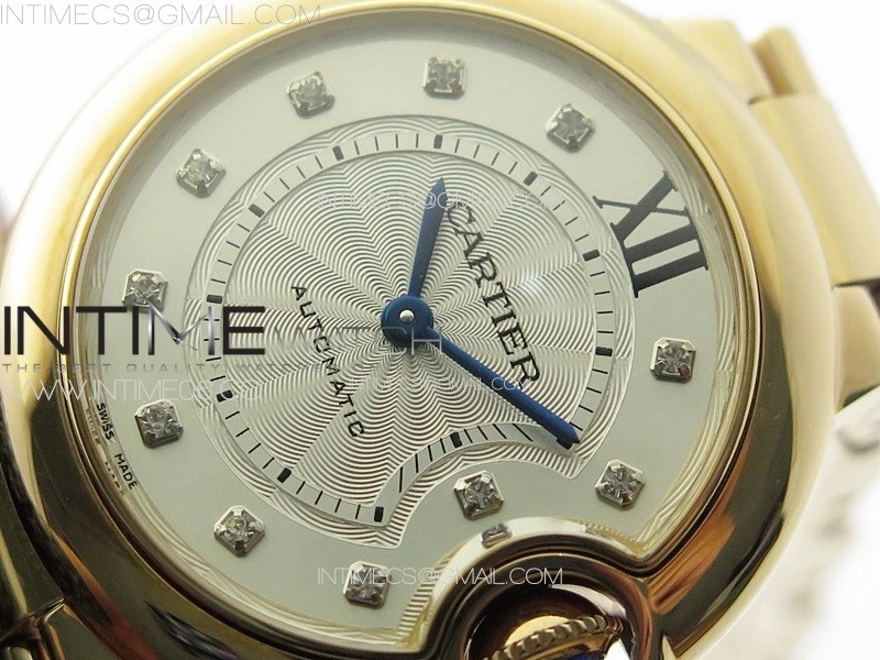 Ballon Bleu 33mm RG 3KF 1:1 Best Edition White Textured Dia Markers Dial on SS Bracelet A076