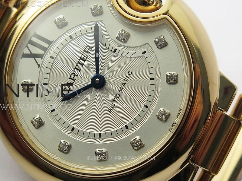 Ballon Bleu 33mm RG 3KF 1:1 Best Edition White Textured Dia Markers Dial on SS Bracelet A076