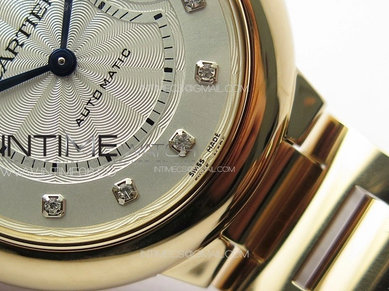 Ballon Bleu 33mm RG 3KF 1:1 Best Edition White Textured Dia Markers Dial on SS Bracelet A076