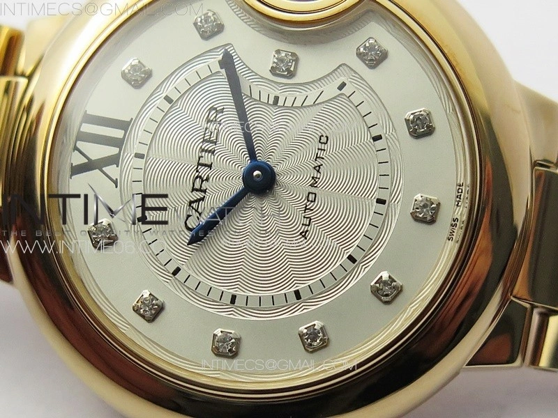Ballon Bleu 33mm RG 3KF 1:1 Best Edition White Textured Dia Markers Dial on SS Bracelet A076