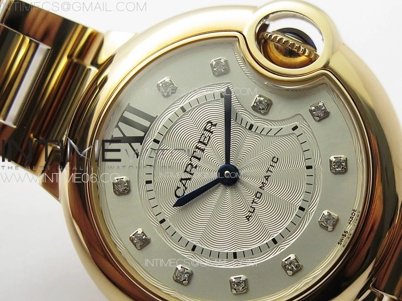 Ballon Bleu 33mm RG 3KF 1:1 Best Edition White Textured Dia Markers Dial on SS Bracelet A076