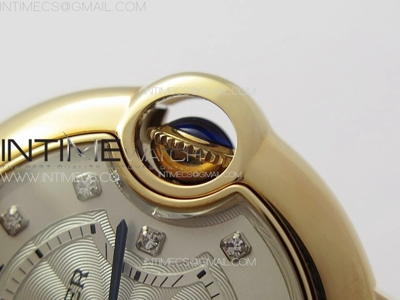 Ballon Bleu 33mm RG 3KF 1:1 Best Edition White Textured Dia Markers Dial on SS Bracelet A076