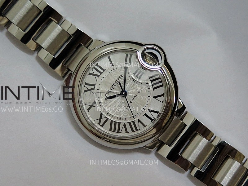 Ballon Bleu 33mm SS AF 1:1 Best Edition White Textured Dial On SS Bracelet Super Clone A1853